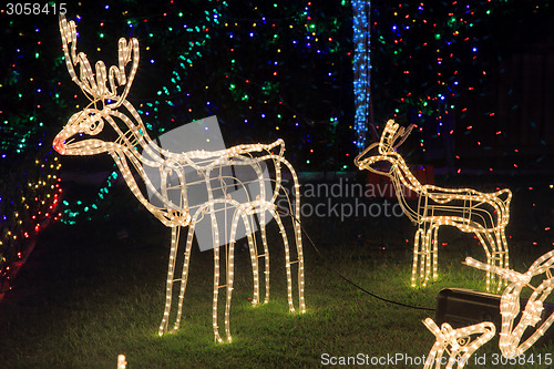 Image of Reindeer Christmas decorations bright light