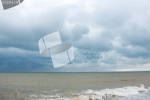 Image of Sandy sea beach during strong wind