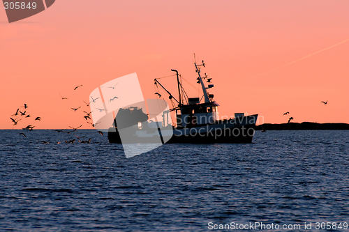 Image of Fishing boat in Silhouette