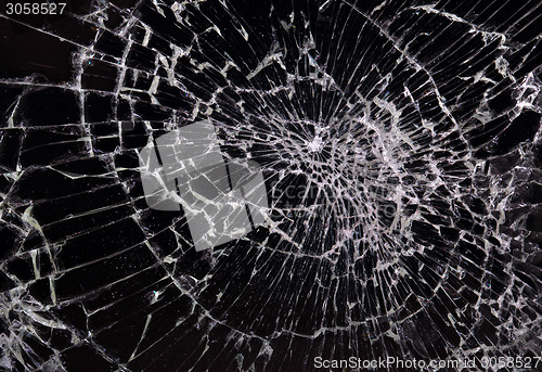 Image of Broken glass, black background