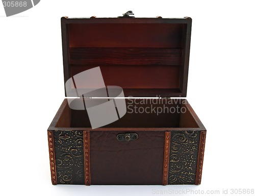 Image of Empty wooden treasure chest