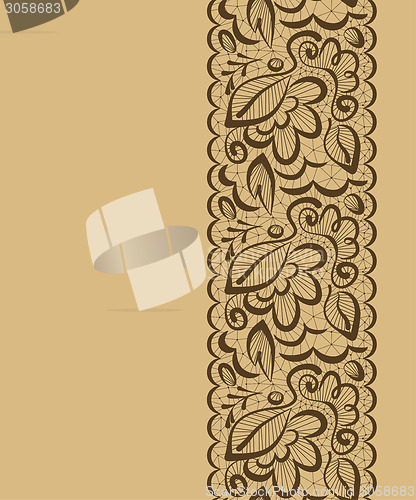 Image of Vector seamless background. Lace flowers and leaves on a light b