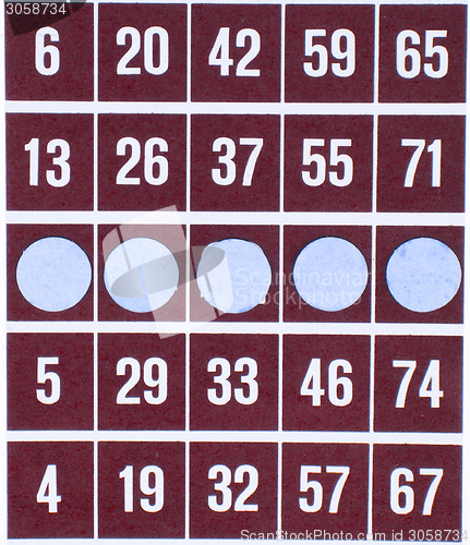 Image of Red bingo card isolated