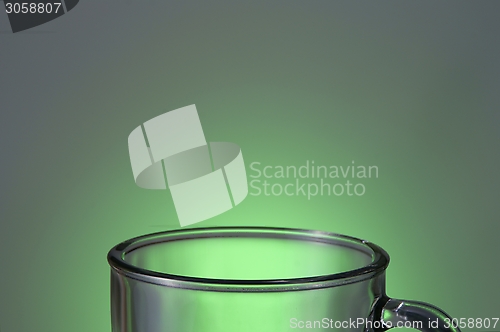 Image of empty tea glass green background