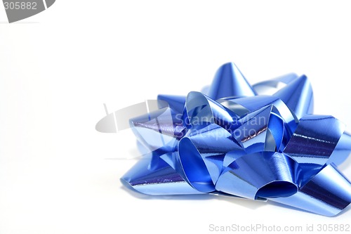 Image of Isolated Christmas Decoration Blue Bow