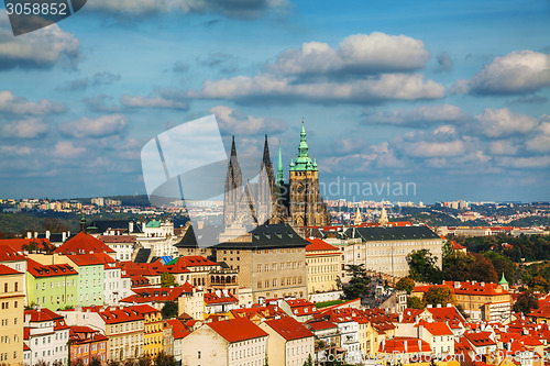 Image of Aerial view of Prague on a sunny day