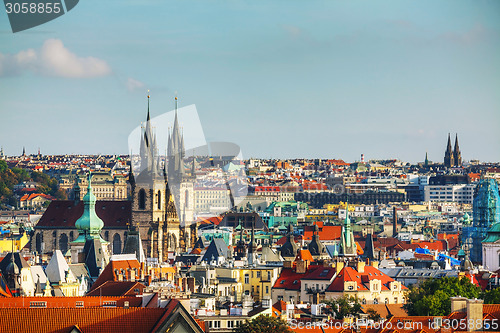 Image of Aerial view of Prague on a sunny day