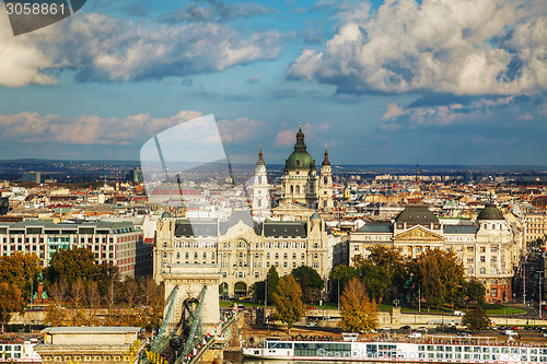 Image of Overview of Budapest on a cloudy day