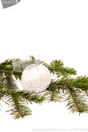 Image of Christmas ball and fir branch for your text