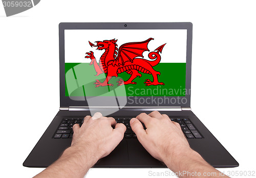 Image of Hands working on laptop, Wales