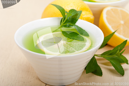 Image of mint infusion tea tisane with lemon