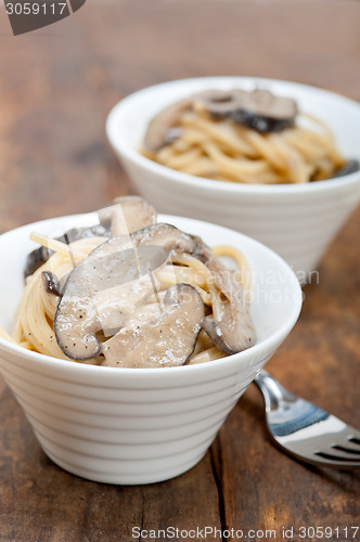 Image of Italian spaghetti pasta and mushrooms