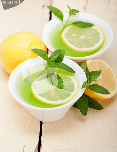 Image of mint infusion tea tisane with lemon