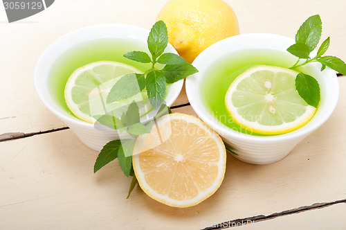 Image of mint infusion tea tisane with lemon