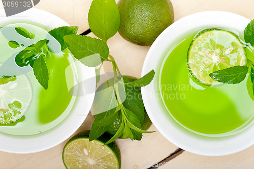 Image of mint infusion tea tisane with lime