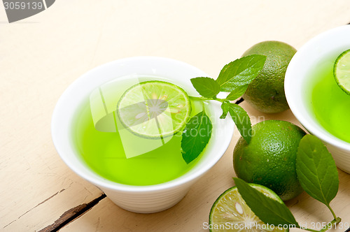 Image of mint infusion tea tisane with lime