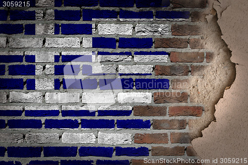 Image of Dark brick wall with plaster - Greece