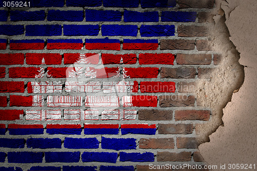 Image of Dark brick wall with plaster - Cambodia