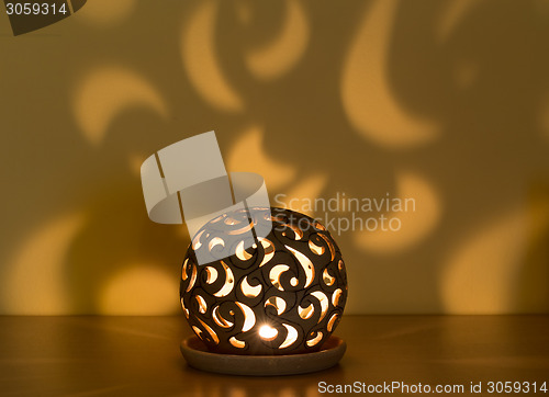 Image of christmas lantern with candle 