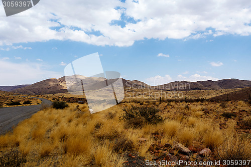 Image of panorama of fantrastic Namibia moonscape landscape