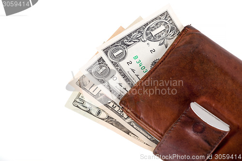 Image of leather wallet with money