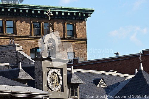 Image of Rooftops with various architectural styles in Montreal, Canada