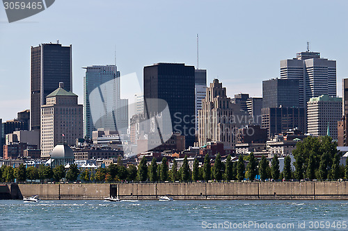 Image of Cityscape of Montreal, Canada as seen from the St. Lawrence Rive