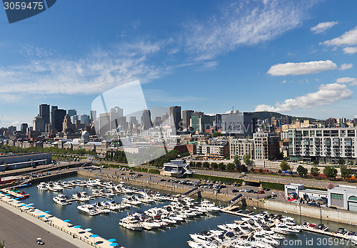 Image of Skyline view of the downtown and the marina in Montreal, Canada