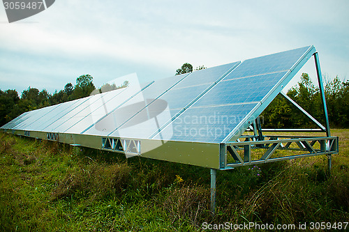 Image of Solar energy panels in a farmer's field