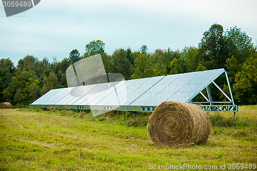 Image of Solar energy panels in a farmer's field