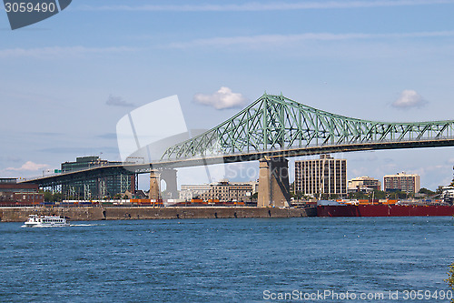 Image of Jacques Cartier Bridge spanning the St. Lawrence seaway in Montr