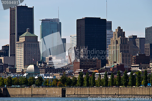 Image of Cityscape of Montreal, Canada as seen from the St. Lawrence Rive