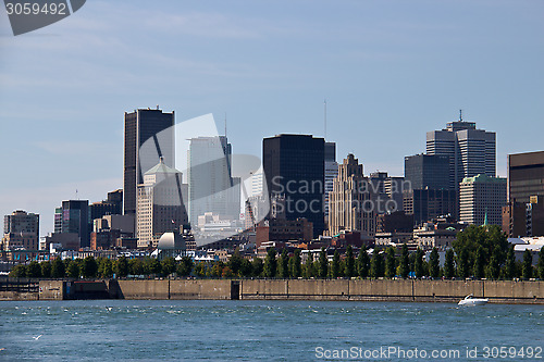 Image of Cityscape of Montreal, Canada as seen from the St. Lawrence Rive