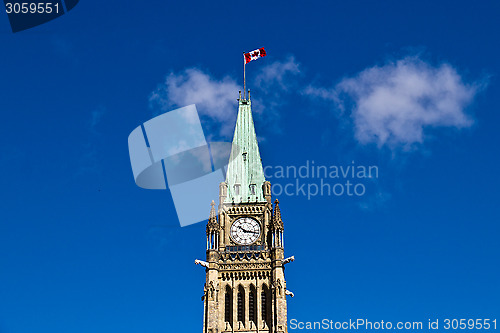 Image of The Peace Tower of the Center Block of the Canadian Parliament
