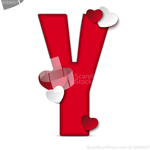 Image of Alphabet Letters With Red Heart Valentine Day