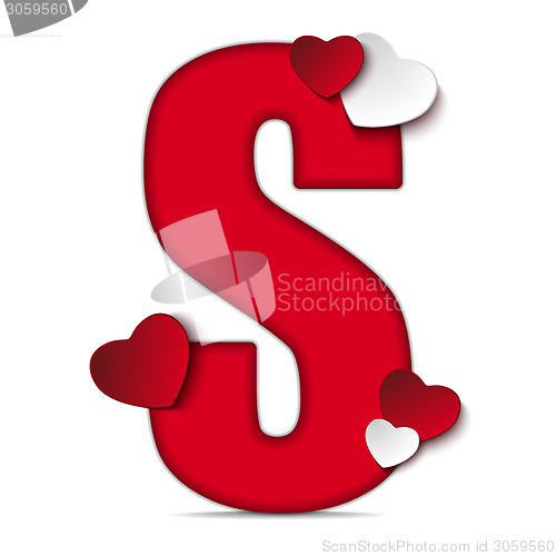 Image of Alphabet Letters With Red Heart Valentine Day