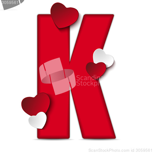 Image of Alphabet Letters With Red Heart Valentine Day