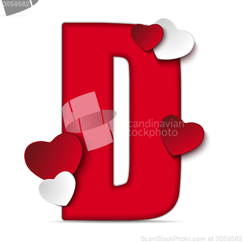 Image of Alphabet Letters With Red Heart Valentine Day