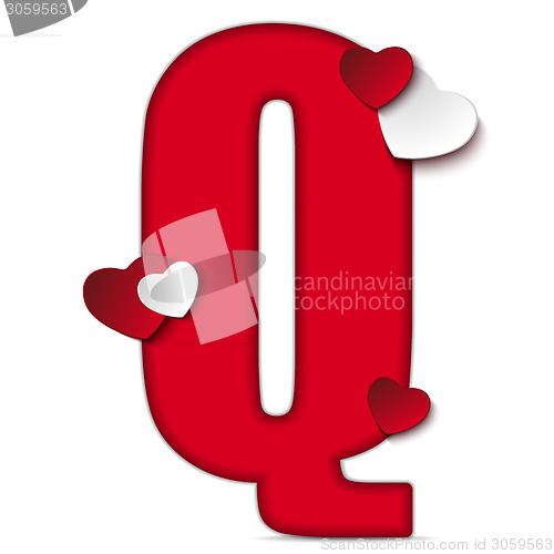 Image of Alphabet Letters With Red Heart Valentine Day