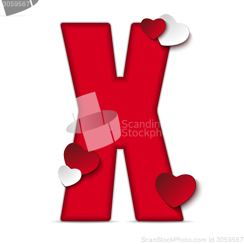 Image of Alphabet Letters With Red Heart Valentine Day