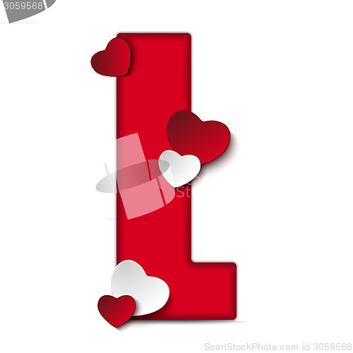 Image of Alphabet Letters With Red Heart Valentine Day