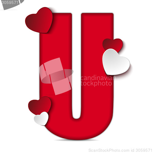 Image of Alphabet Letters With Red Heart Valentine Day