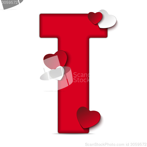 Image of Alphabet Letters With Red Heart Valentine Day