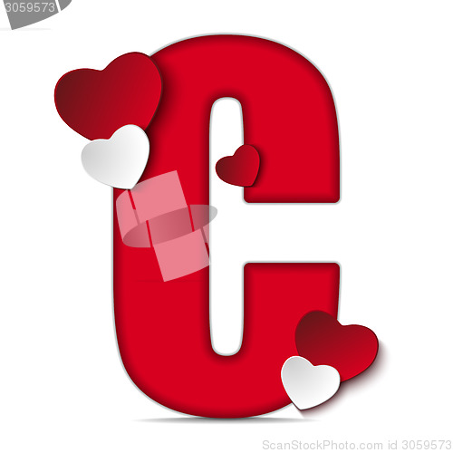 Image of Alphabet Letters With Red Heart Valentine Day