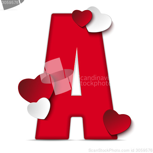 Image of Alphabet Letters With Red Heart Valentine Day