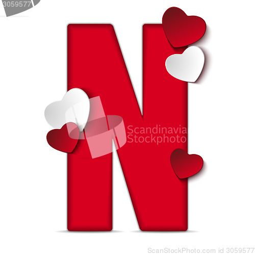 Image of Alphabet Letters With Red Heart Valentine Day