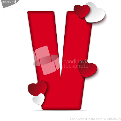 Image of Alphabet Letters With Red Heart Valentine Day