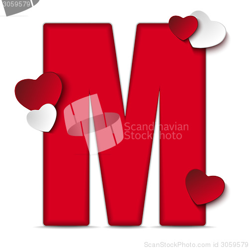 Image of Alphabet Letters With Red Heart Valentine Day