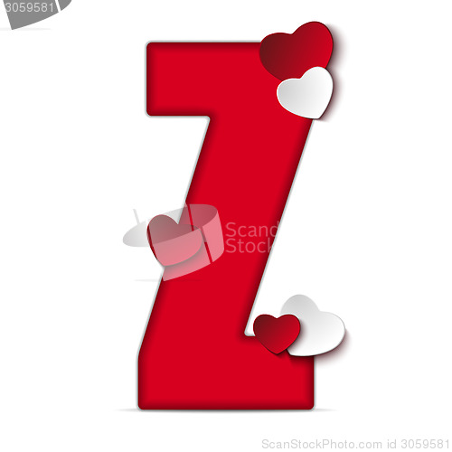 Image of Alphabet Letters With Red Heart Valentine Day