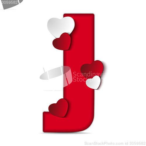 Image of Alphabet Letters With Red Heart Valentine Day